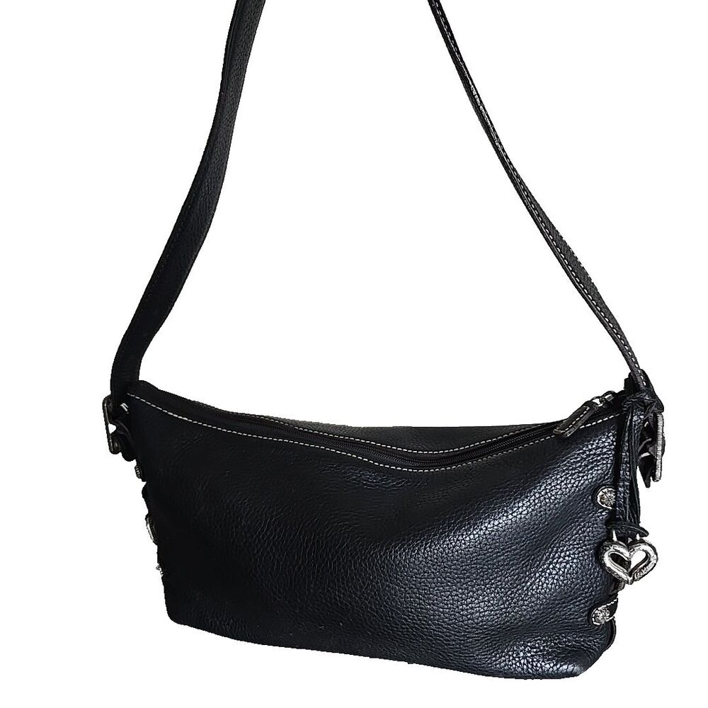 Brighton Black Pebbled Leather Shoulder Bag Women’s Purse Y2K Vibes Queen Of Lov